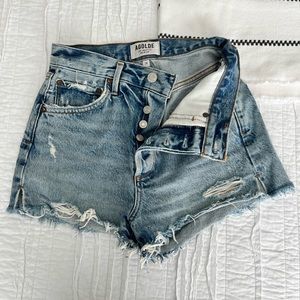 Agolde Parker High-rise cut-off denim shorts. Size 24.